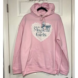 Hot Topic Lets‎ be Magical Girls Pink Hoodie Sweatshirt Bow Sleeve Plus Size 1X